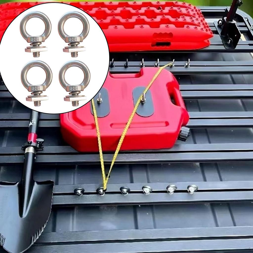 4 Pieces Eye Bolt Mount Stainless Steel Heavy Duty T Nut Tie Down s for Ropes Roof Racks