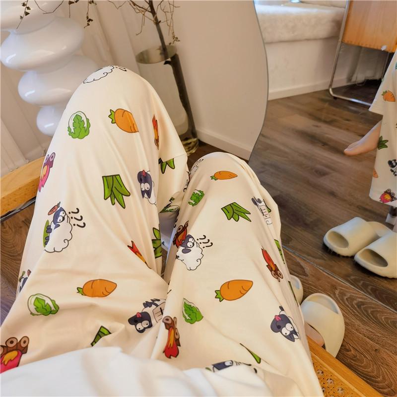 

Женские свободные пижамные брюки с мультяшным дизайном «Маленький ягненок» - Весна/Осень для ношения дома или на улице M (75-95 jin)