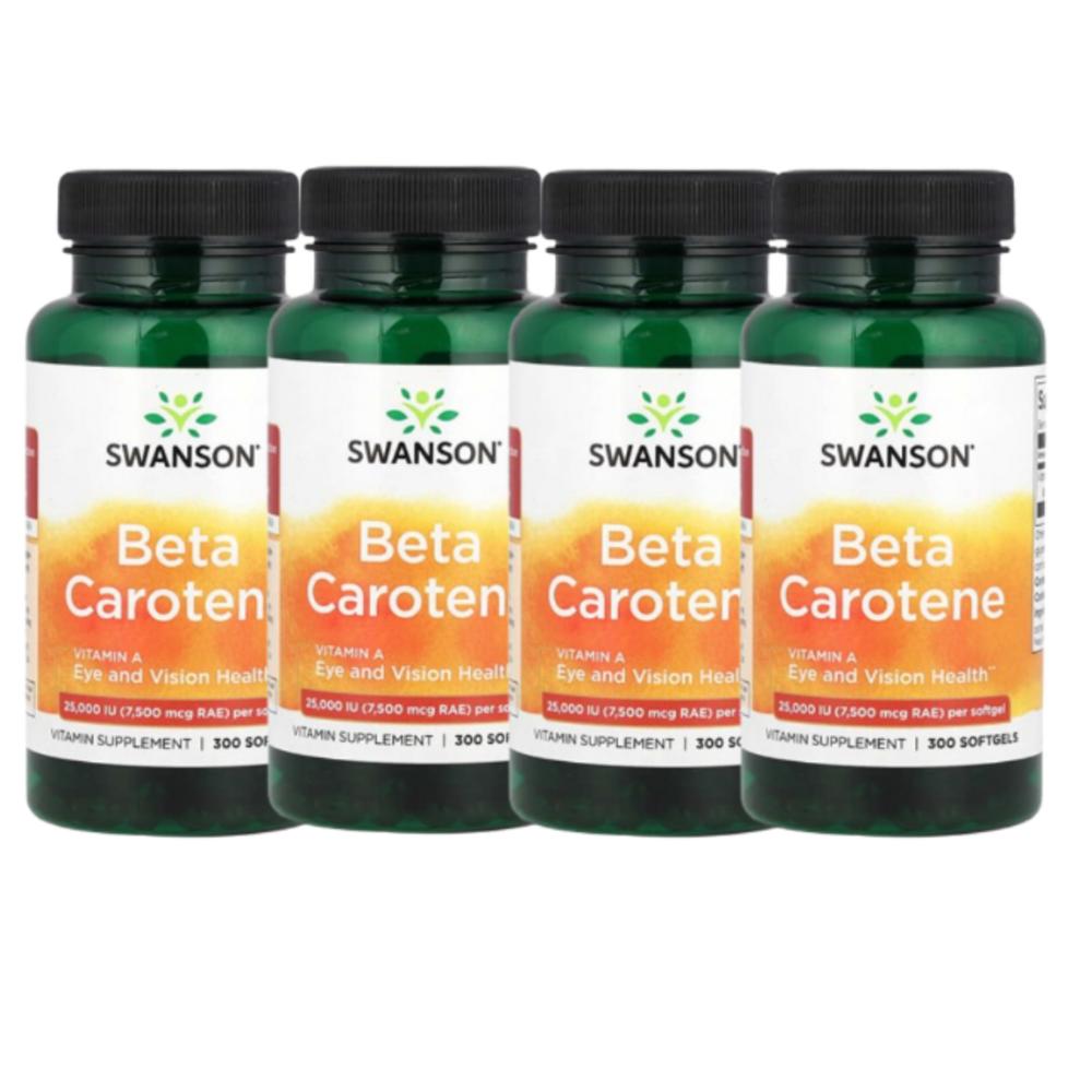 Swanson Vitamin A Beta-Carotene 7500mcg 25000IU 4 pcs 300 Tablets