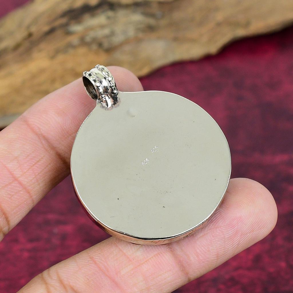 Koralowy i Turkusowy Wisiorek, Kamień Szlachetny Srebro Próby 925, Biżuteria Nepalska, Ręcznie Robiona Biżuteria Wisiorek z Kamieniem Urodzinowym, Prezent Dla Niego