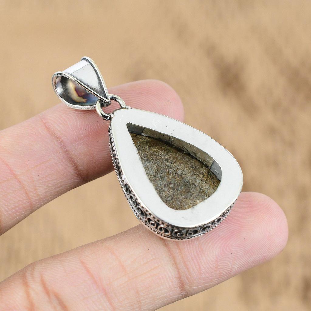 Gift For Women Pendant Vintage 925 Sterling Silver Natural Bronzite Gemstone
