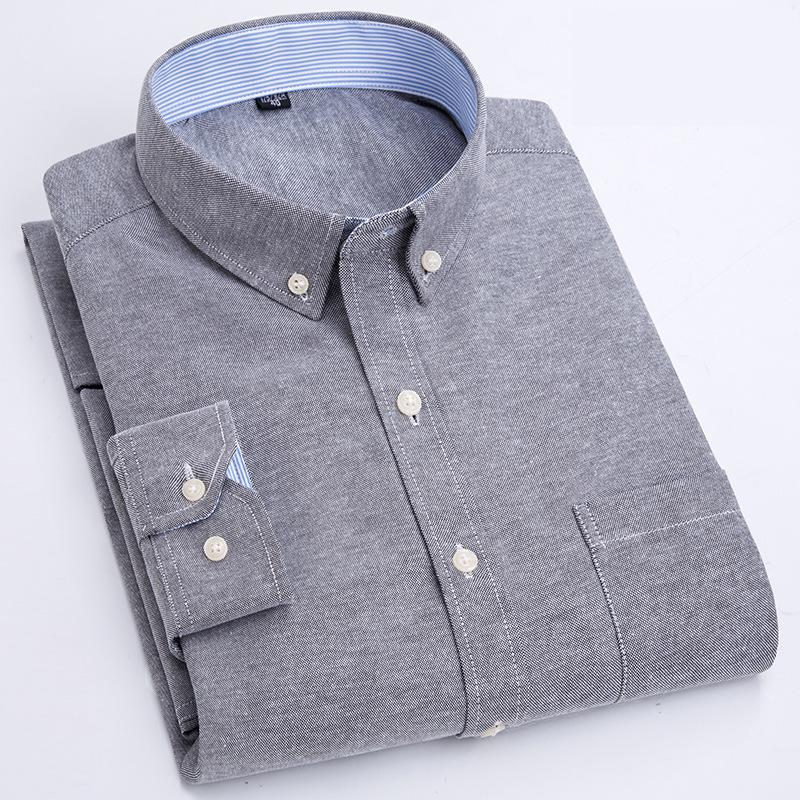 Chemise Oxford à Carreaux Décontractée pour Jeunes à Manches Longues - Coton Fin, Patchwork, Col Carré pour le Printemps et l'Automne