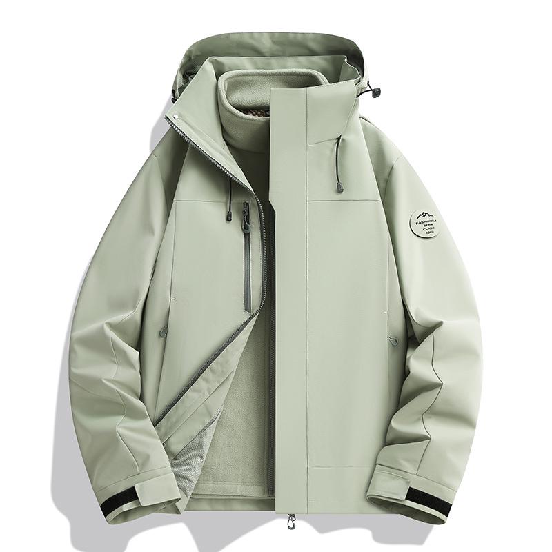 Unisex Windproof Winter Jacket: Warm, Fleece-Lined, 3-in-1 Outdoor Workwear Suit