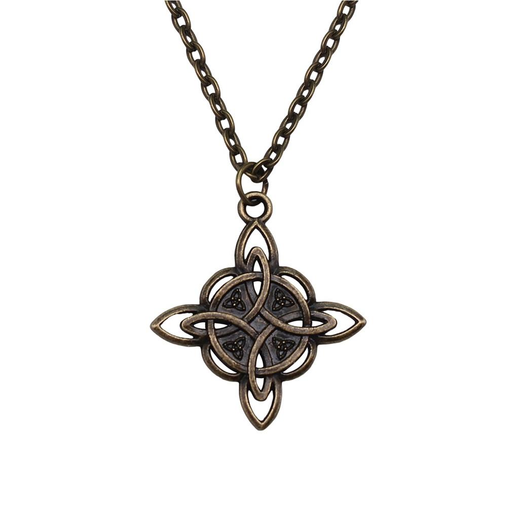 Collana Ciondolo Nodo Celtico Triquetra Stella di Davide Pendente Gioielli Vintage Boho Catena 43cm