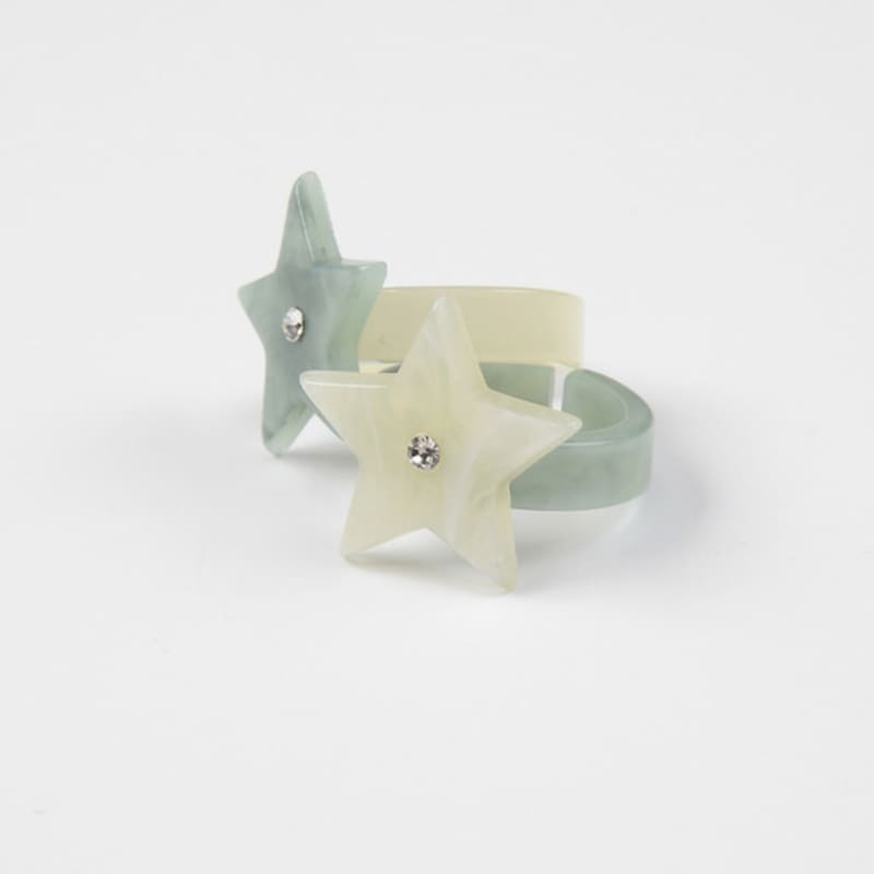 Eireve MARBLE MINT STAR RING SET (2PCS)