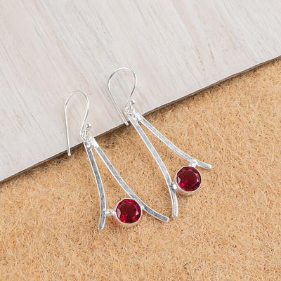 Orecchini in Argento Sterling 925 con Pietra Preziosa Tormalina Rosa 1,45" Regalo di Matrimonio EE-66-11