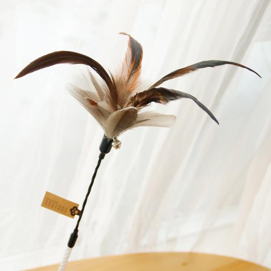 Katzenstab Federdesign mit Glöckchen Ergonomischer Griff Glatte Kante Bissfest Lindern