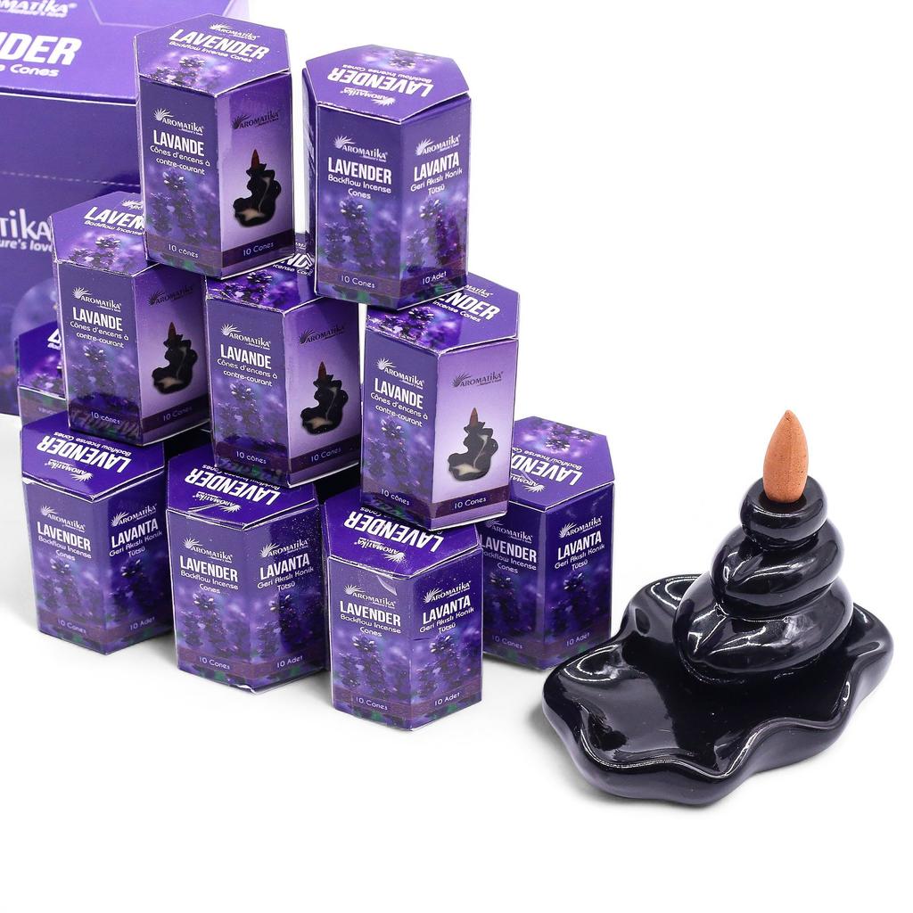 6x Lavender Backflow Incense Cones, 10 Pack Aromatika