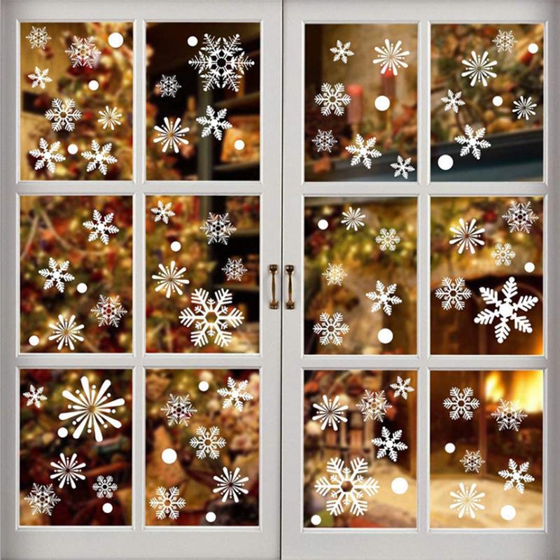 White Snowflake Electrostatic Window Clings Decals Kids Room Christmas Decoration Wall Sticker Winter Frozen New Year Home Decor