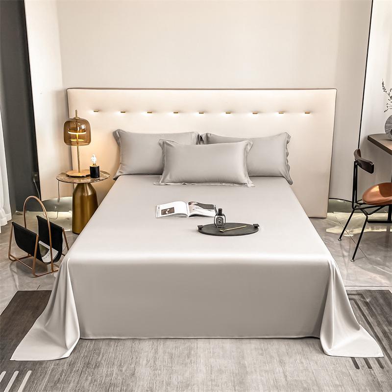 Popular 100% Cotton Sateen Bed Sheet Set - Solid Color, Long Staple Cotton, Single/Double Sizes, Three-Piece Collection