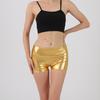 Summer Women Shorts High Waist Glossy Suraface Bronzing Slim Fit Pure Color Elastic Super Short Pants Club Dance Performance Mini Shorts
