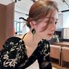 West Window Bamboo Tassel Clip-On Earrings - Chinese National Style Dangle Earrings for Women