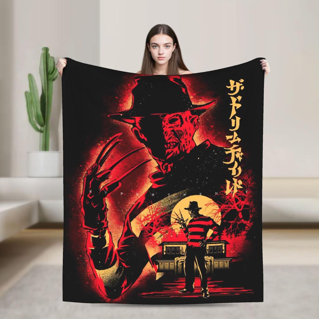freddy krueger  Halloween Blanket  Warm Soft Funny Plush Throw Blanket For Outdoor Travel Flannel Bedspread Bed Cover