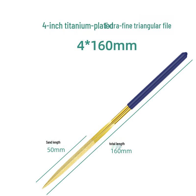 Sada diamantových pilníků Lionwei s titanovým povlakem - 3", 4", 5" Různé ploché, malé a trojúhelníkové pilníky pro broušení slitin.
