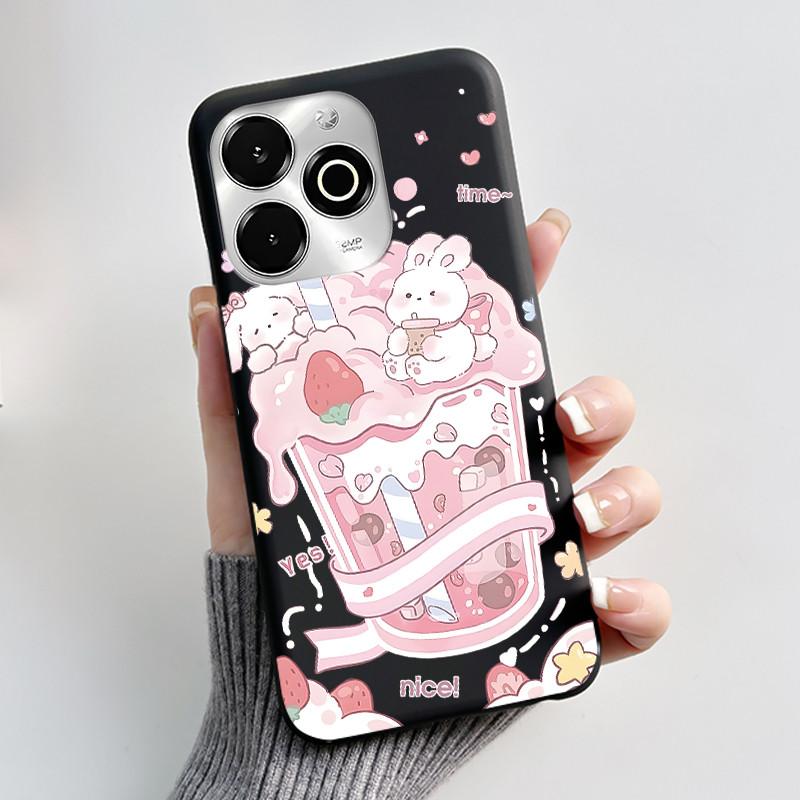 Phone Case For Umidigi G100X / G9X Case Luxury Cute Love Heart Rabbit Cartoon Funny Cover Black Soft Silicone Protective Casing