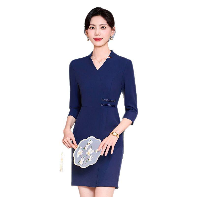 Women's Summer Professional Dress for Hotel Reception, Sales, Office, Jewelry Store, or Beautician Uniform