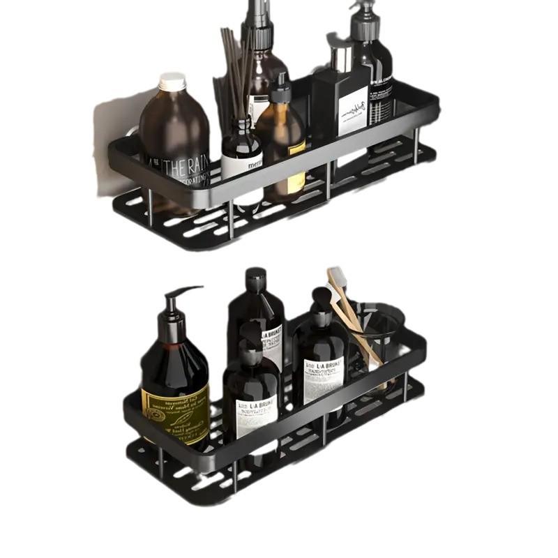 Suction Cup Wall-Mounted Triangle Bathroom Shelf - Space Aluminum, No Drilling Required