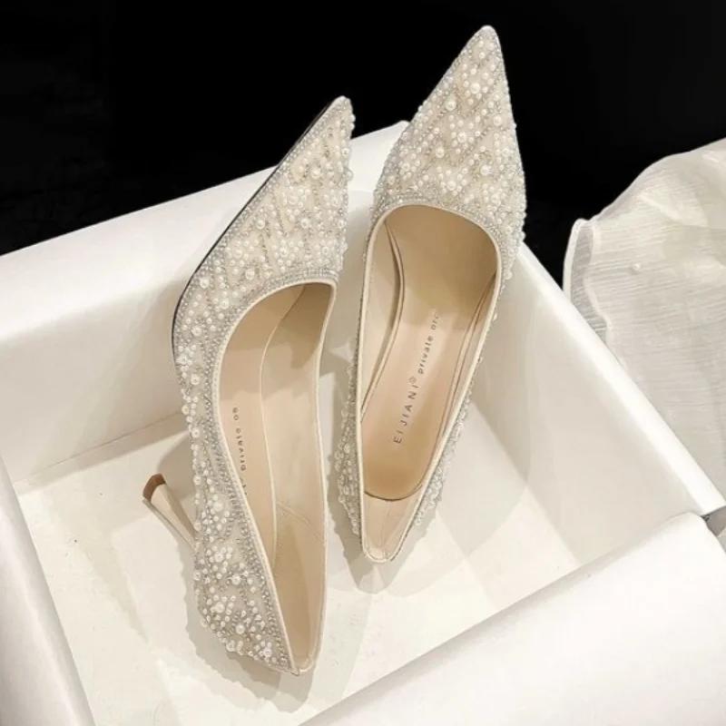 Fashion 2024 New Women's High Heels Stiletto Heels Sequins Rhinestone Decoration Fashion Women's Dress Party Shoes