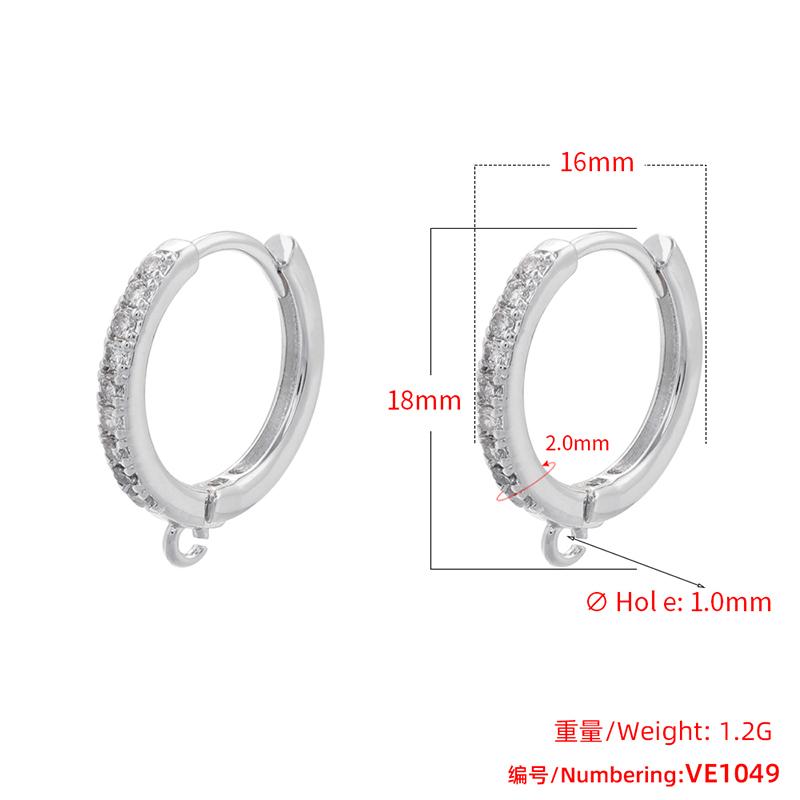 ZHUKOU Classic small hoop earring Cubic zirconia handmade DIY earring clasp hooks Jewelry materials accessories VE1051