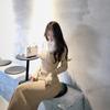 Premium feeling with coat knitted dress women's autumn and winter with long slim and thin sweater backing skirt