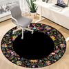 1PC Floral Embroidery Office Round Rug, Non Slip, Soft and Durable Office Rug for Interior Decoration, Perfect for Office