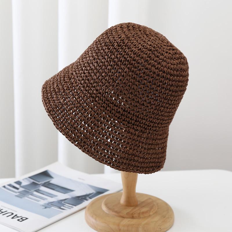 Internet celebrity crochet straw hat women's small fresh beach sunshade sun protection hat children's tide small brim bucket hat