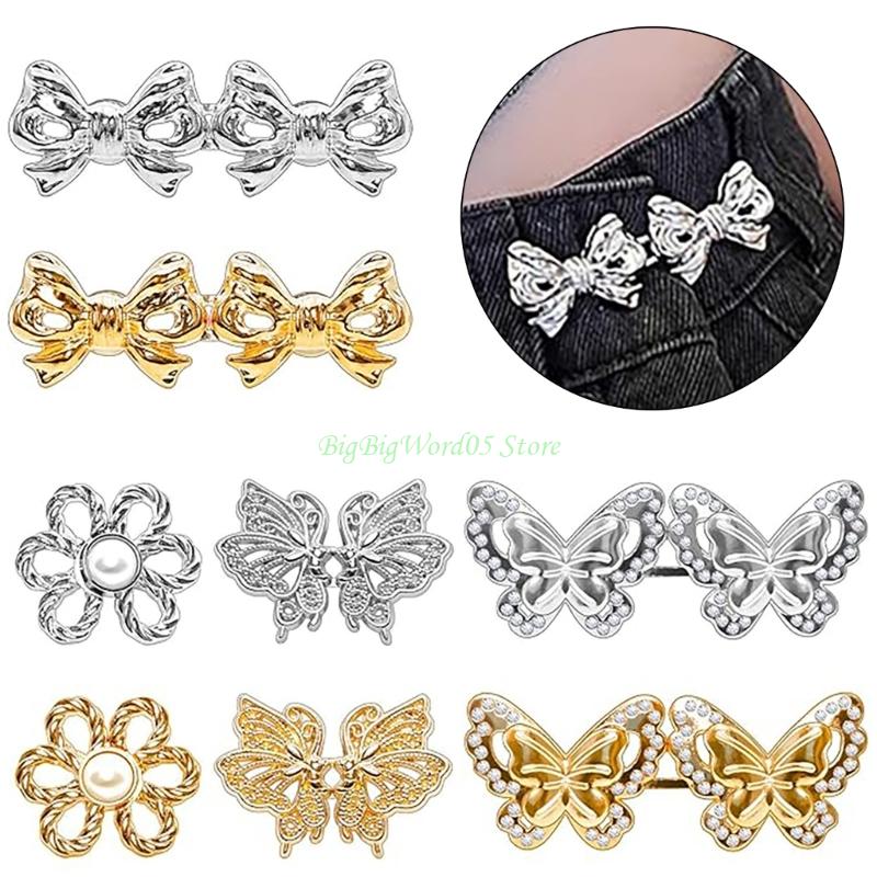 24TE 8PCS Adjustable Waist Tighteners for Jeans Trousers Metal Pants Button Tighteners Waist Buckles Waistband Adjusters CN