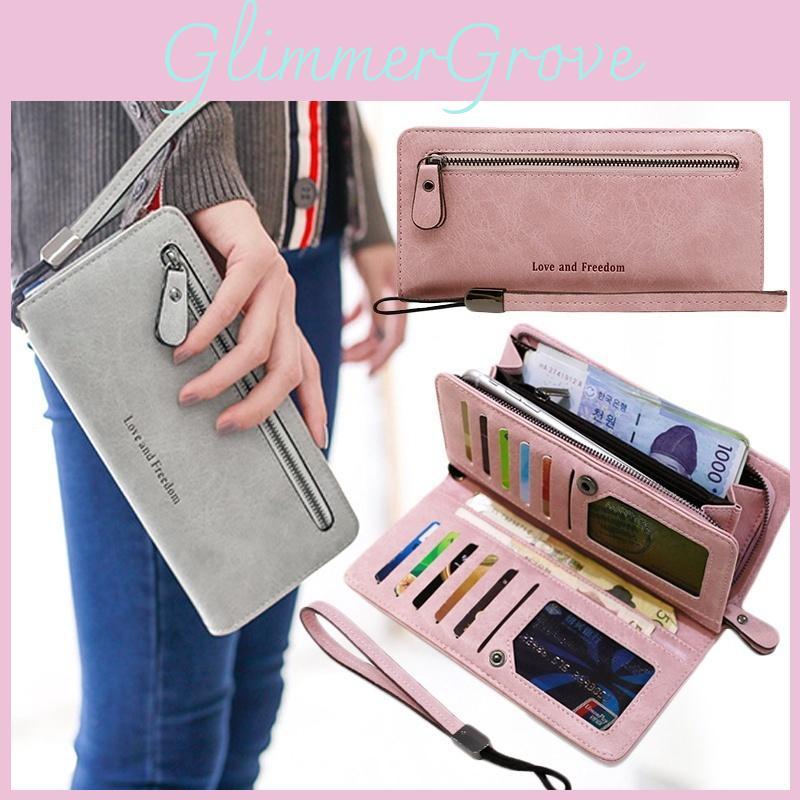 Women's Luxurious Leather Zipper Long Wallet With Large Capacity And Hasp Handbag
