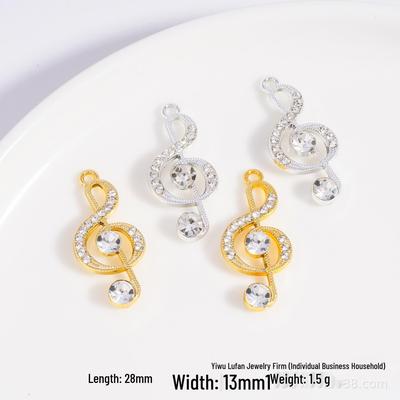 Rhinestone Musical Note & Gourd Flower Alloy Earring Accessories for DIY Jewelry Making