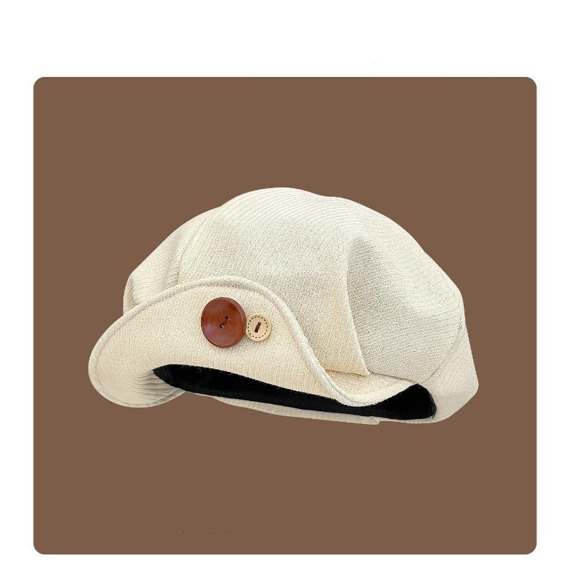 Autumn star anise beret retro flipped brim pleated cloud painter hat women's casual literary versatile hat tide