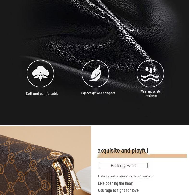 Women's Large Capacity Vintage Monogram Clutch: 2025 Double Zipper Long Wallet & Handheld Phone Bag