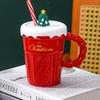 Christmas Cup with Straw Ceramic Cup with Lid with Women's Mug Santa Claus Casual Water Cup High Appearance