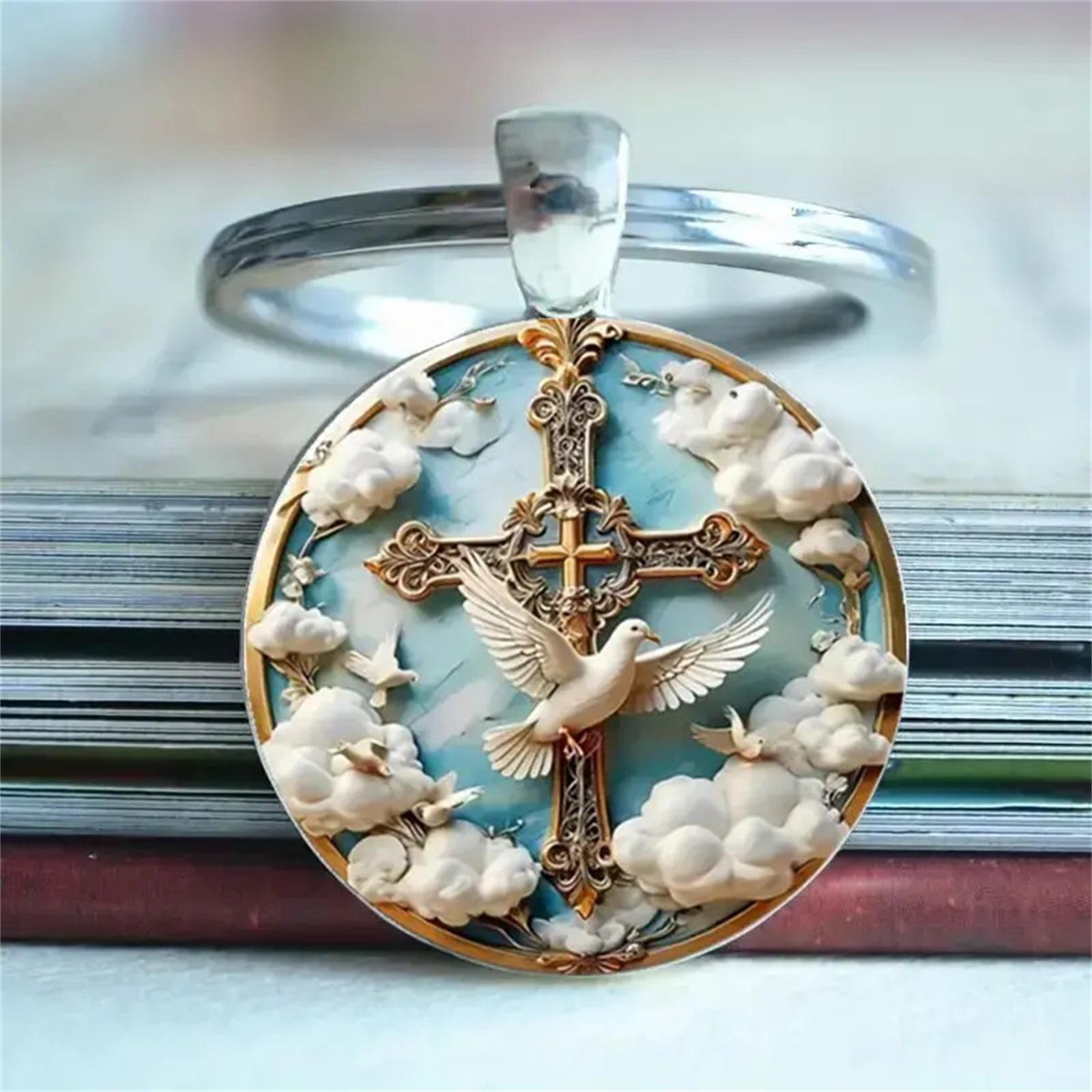 

Cross And Glass Pendant Keychain Ornament One Size