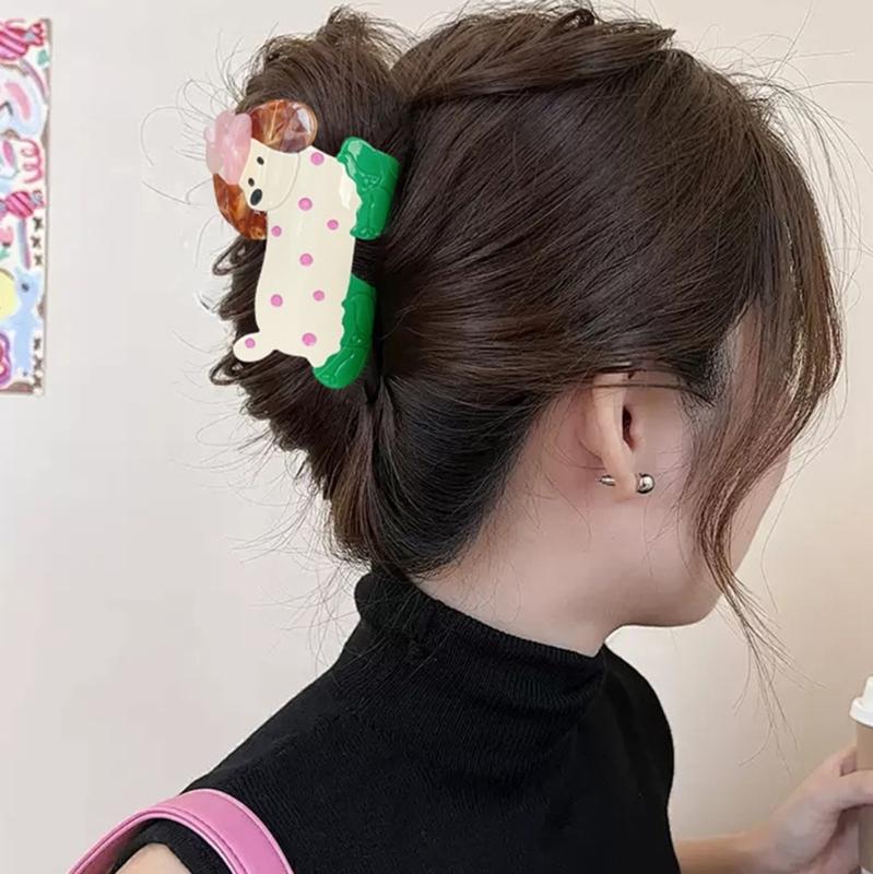 Cartoon Dog Shaped Hair Clip Claw Strong Grip Barrettes Trendy Hair Accesories for Gym Workouts and Casual Outings