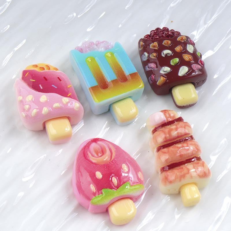 10/100Pcs Fruit Ice Cream Series Miniature Diy Home Decor Craft Accessories Flat Back Resin Cabochons For Hairpin Scrapbooking