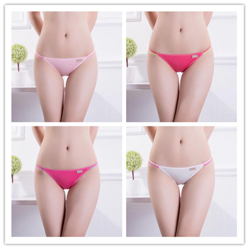 Women's Sexy Underwear String Panties Low Waist Seamless Briefs Ladies Bikini Soft Cotton Lingerie 4 Pcs/set