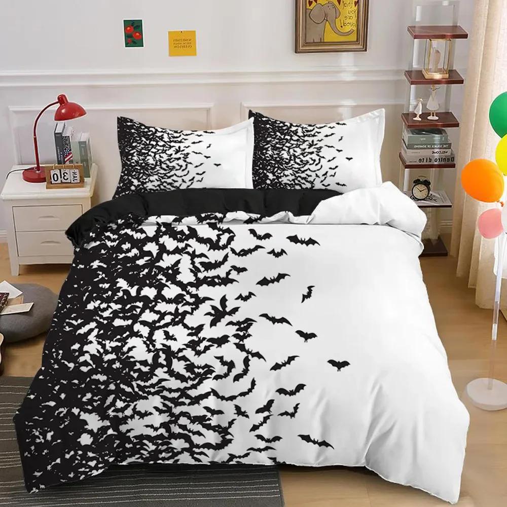 Bettdecke Halloween Fliegender Vampir Bettwäsche-Set Fledermäuse Hexerei Magie Bettdecke Einzel Doppel King Polyester