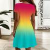 Ladies V Neck Elegant Tulip Cluster Plus Size Short Sleeve Summer Loose Dress
