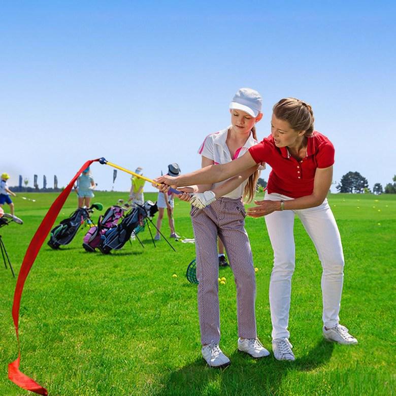 W126 Golf Schwungtrainer: 70CM Haltungs-, Rhythmus- & Übungsstock mit bunten Bändern für den Innenbereich
