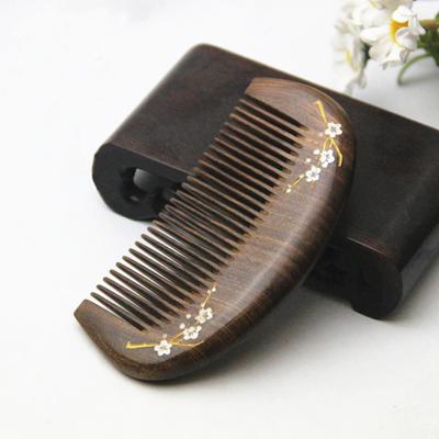 Natürlicher Gold-Sandelholz-kleiner Kamm, natürliche Holzstruktur, feiner Zahn-Haarkamm, antistatischer Kopf, Akupunkturpunkt-Massage, Geschenk