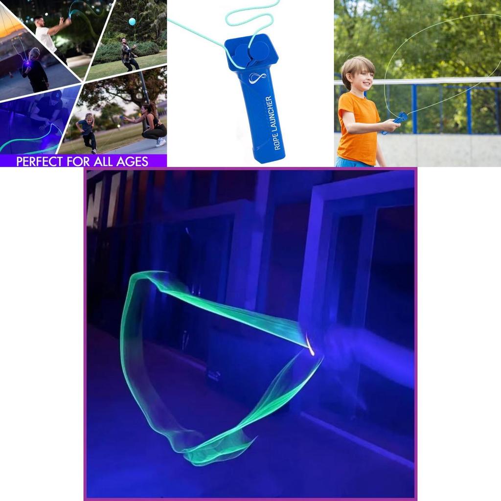 Colorful Led Zipstring Toy Plastic Handheld Adjustable Speed Looplasso Rope Launcher