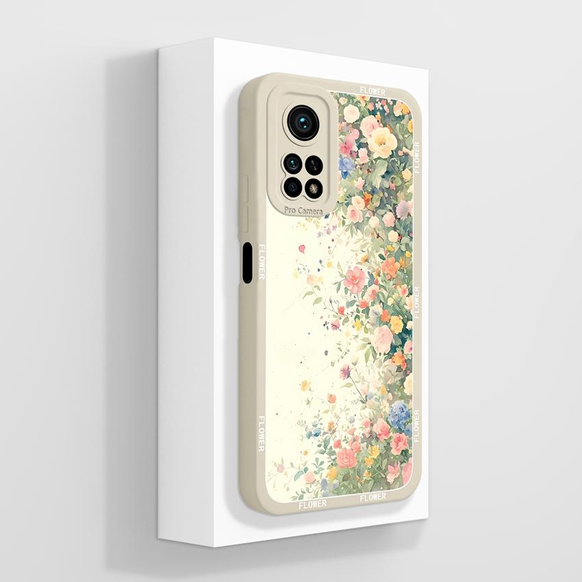 Handyhülle für Xiaomi Mi 10T 11T Pro Lite Mi 10 11 11X 11i Aromatische Blumenmuster Flüssigsilikon Weiche Stoßstange Stoßfeste Hülle für Xiaomi Stoßstangen-Taschen