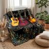 Guitar Butterflies Music Art Theme Blanket Lightweight Warm Flannel Blanket Decorative Throw Blanket for Home Decoration