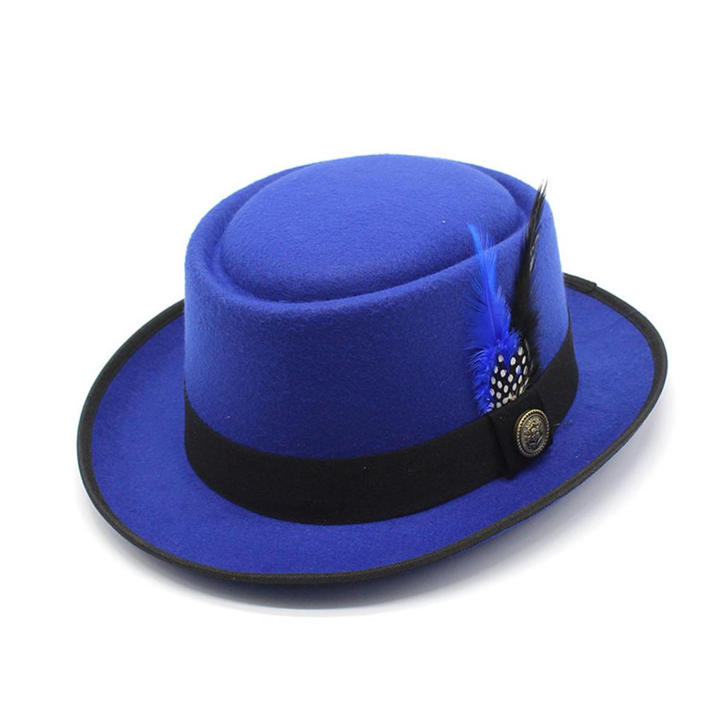 Fedora Hats for Womens Wide Brim Hat Feathers Decorative Belts Woolen Felt Womens Men Elegant Fedora Hat