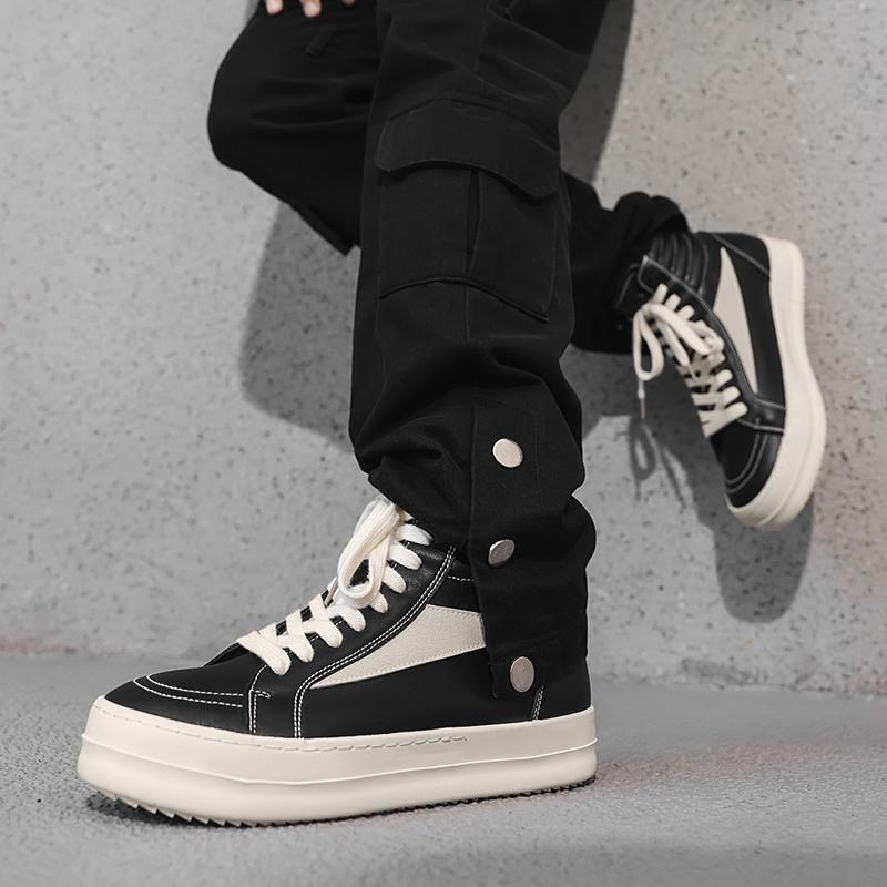 NewMen's Casual High-Top Sneakers Thick-Sole Comfort Outdoor Slip-Resistant Durable Lace-Up Sneakers Men's Basic Versatile Style