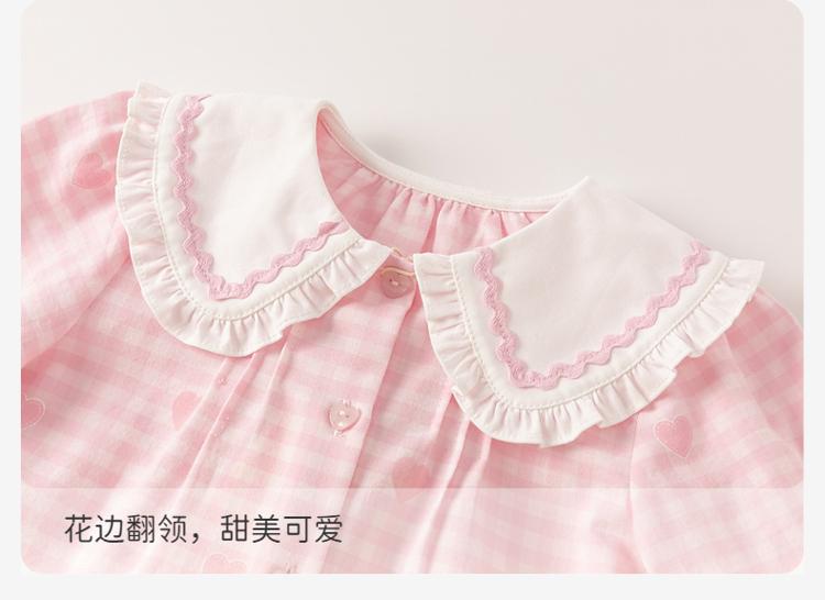 David Bella Girls' Shirt Autumn Dress Children's Pure Cotton Checkered Shirt Baby Girls' Stylish Top