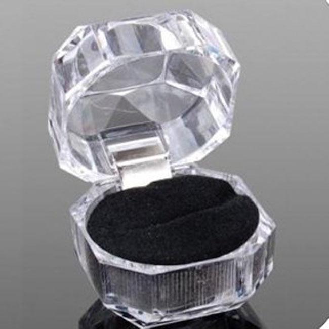 20pcs Transparent Plastic Ring Boxes Crystal Earrings Jewelry Storage Boxes Black Wedding Decor Jewelry Holder Stand