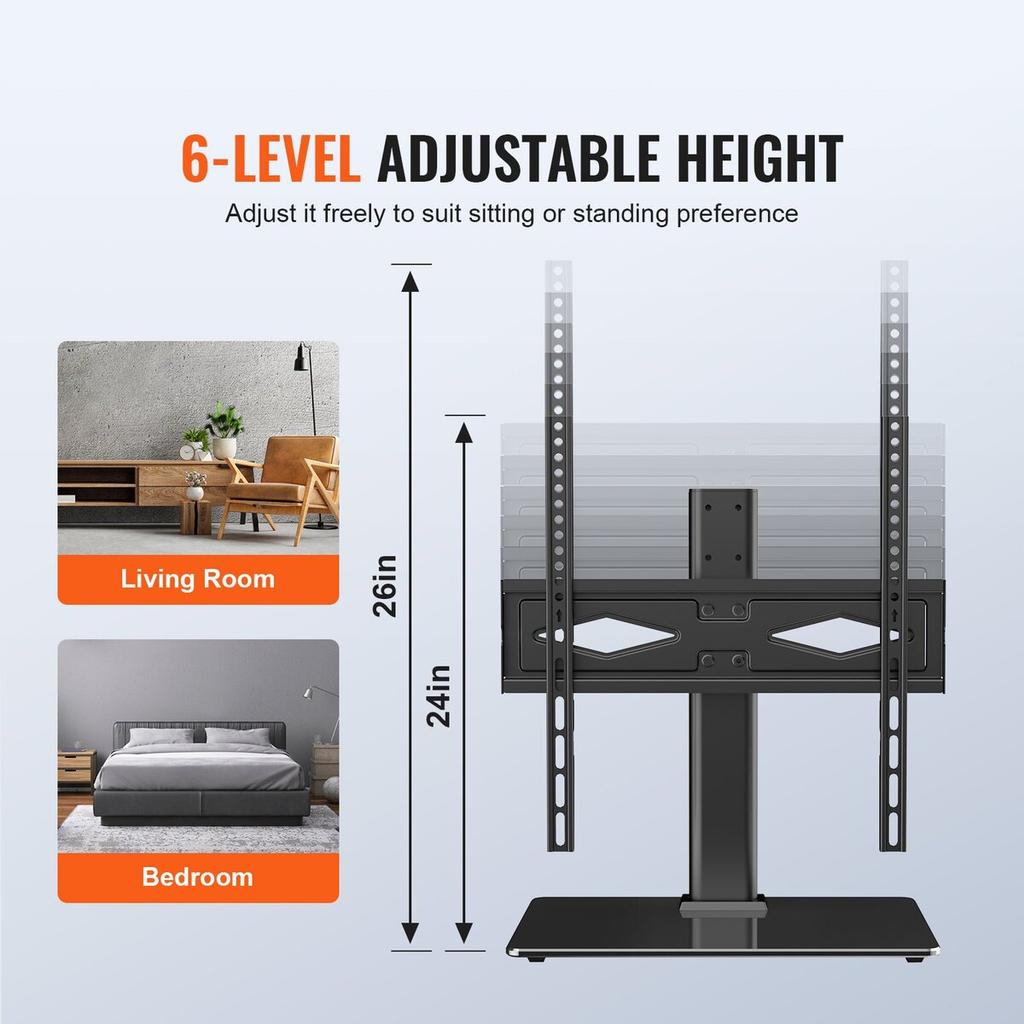 TV Stand Mount Swivel Universal TV Stand for 32"-55" TVs Adjustable Height