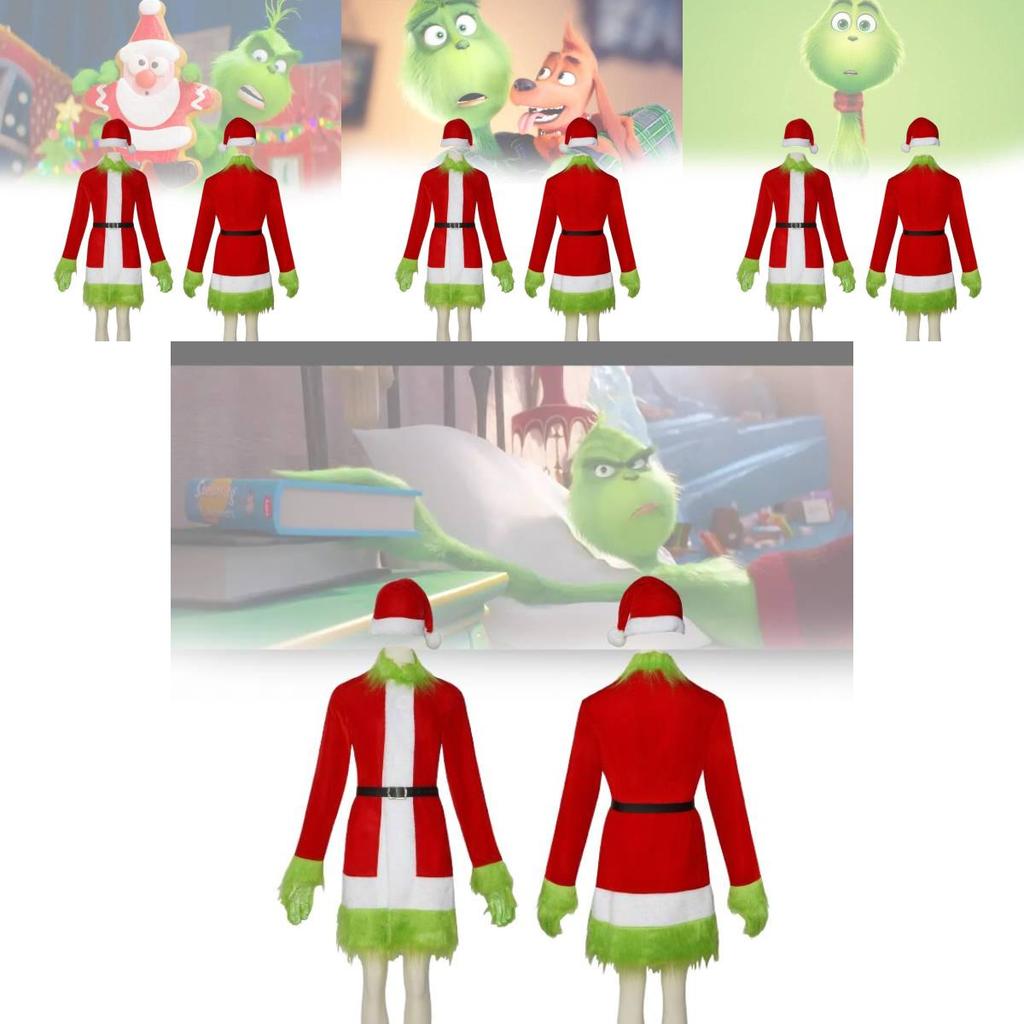 Festive Grinch Cosplay Costume For Christmas Parties Fun Velvet Fabric Unisex Sizes Xs To Xxxl