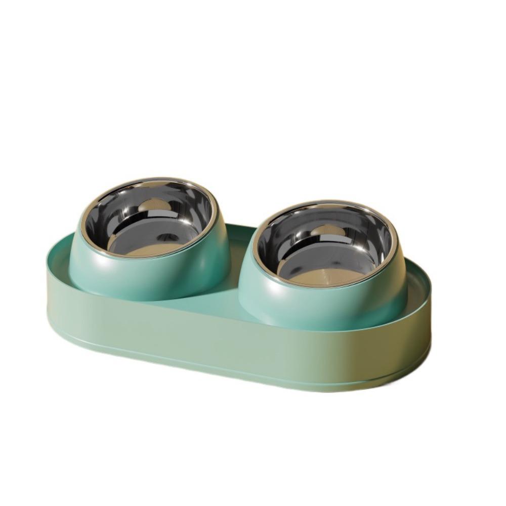 Slanted Mouth Pet Feeding Double Bowls Portable Pet Drinking Feeder Dog Food Basin  Water Container